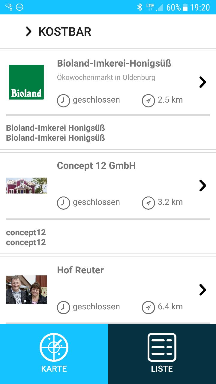 Anbieterliste in der NOPUK-App