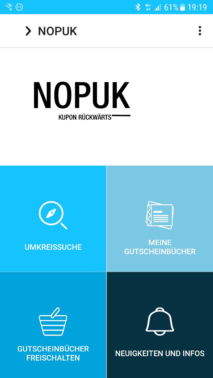NOPUK App Startansicht